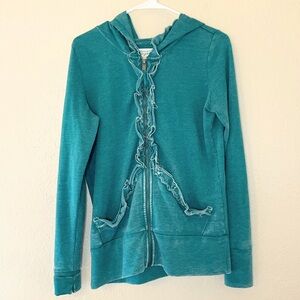 Evy’s Tree Brilla Zip Hoodie Teal Size L Fairycore Boutique Cozy